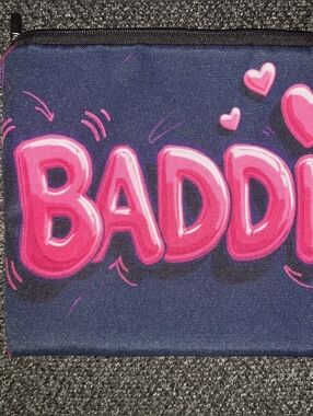 Pink 'BADDIE' Graphic Cosmetic Bag - Women's Makeup Case